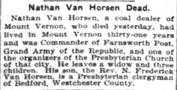 Mr. Van Horsen's obituary 1905